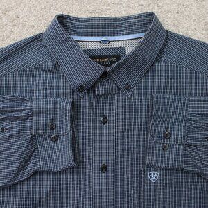 Ariat Pro Series Shirt Mens 2XLT XXL-Tall Blue Cotton/Polyester Blend L/S Button